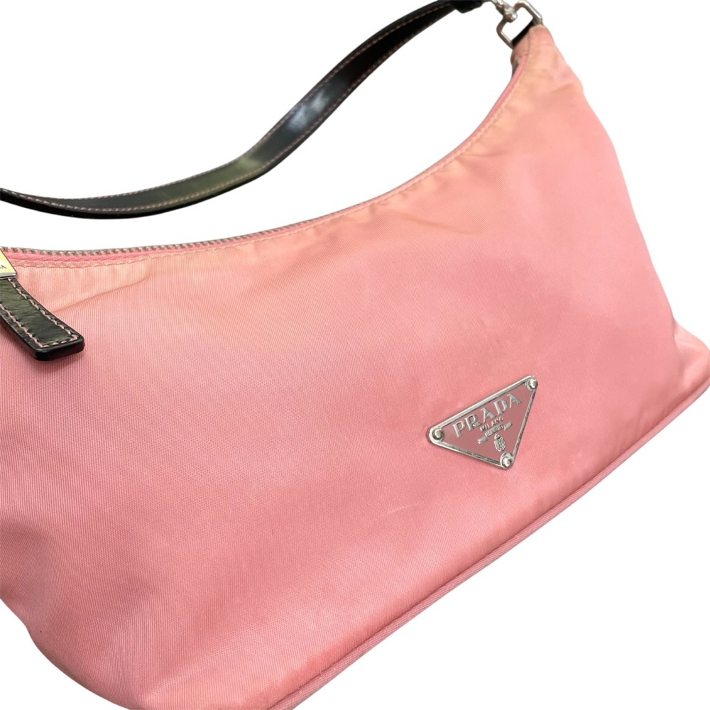 Vintage Prada Tessuto Sirio Baby Pink Nylon Shoulder Boat Bag - Picture 4 of 11